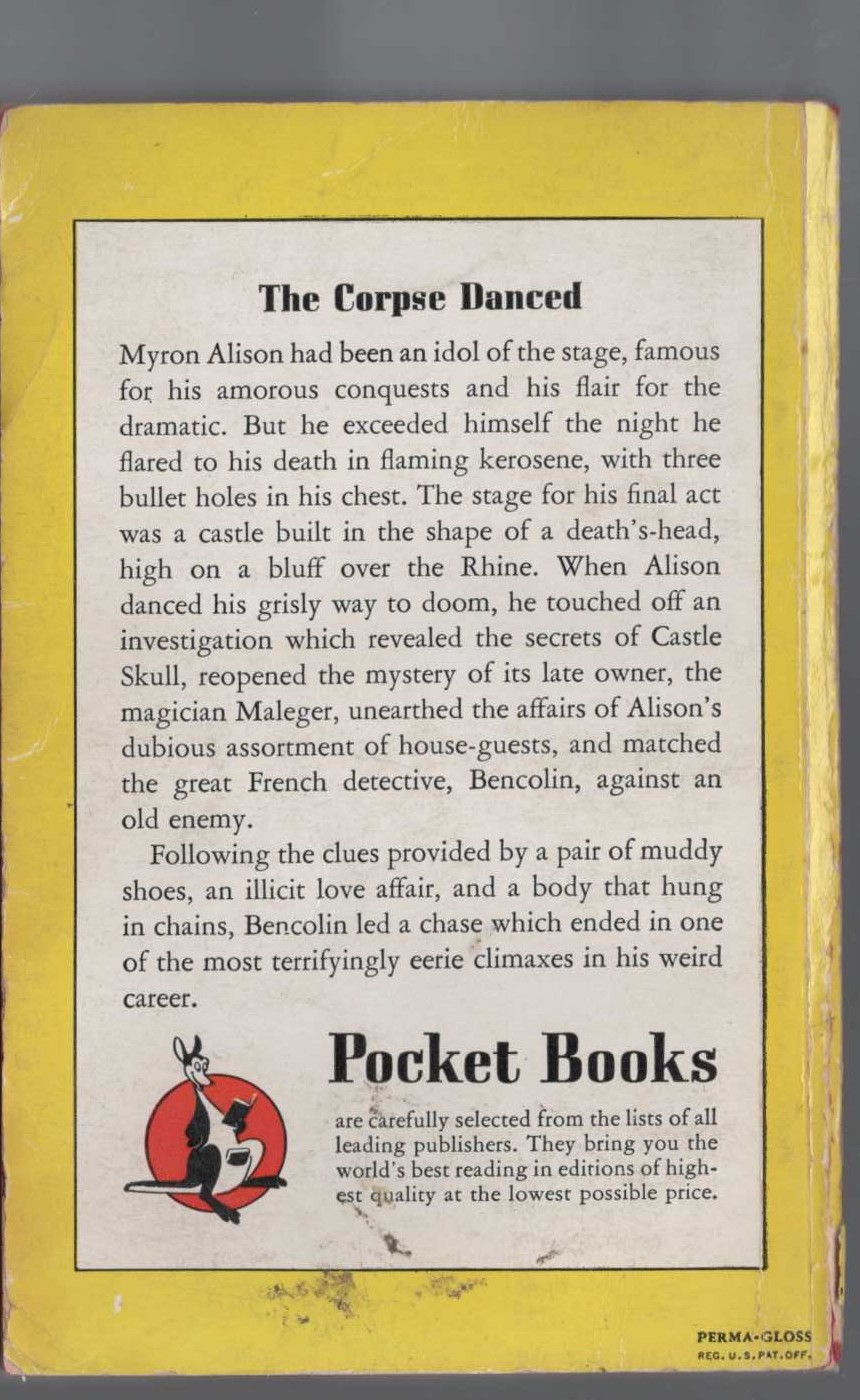 John Dickson Carr  CASTLE SKULL magnified rear book cover image