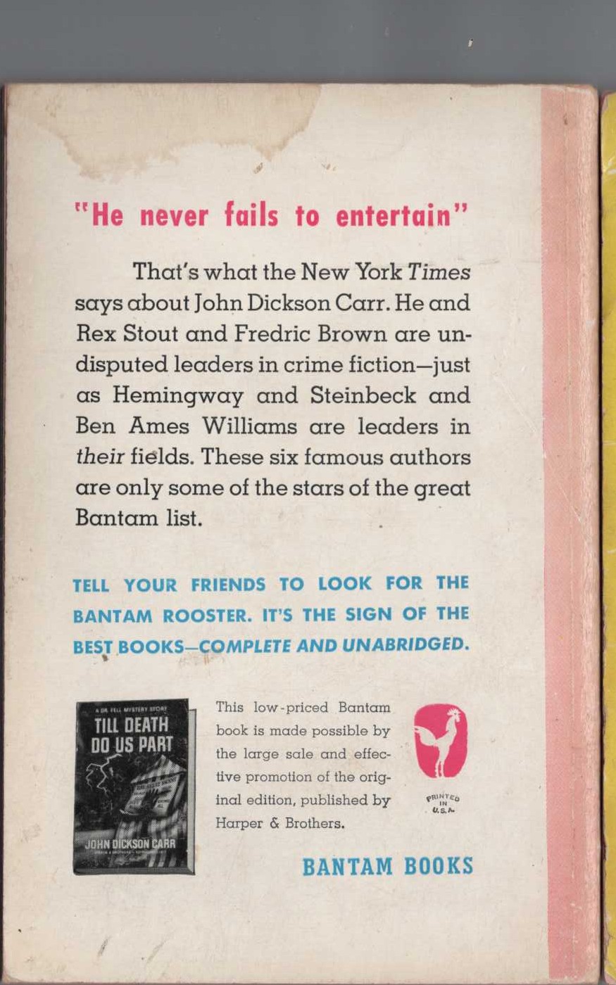 John Dickson Carr  TILL DEATH DO US PART magnified rear book cover image