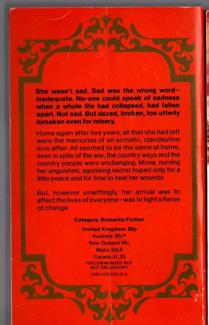 Barbara Cartland  THE LEAPING FLAME magnified rear book cover image