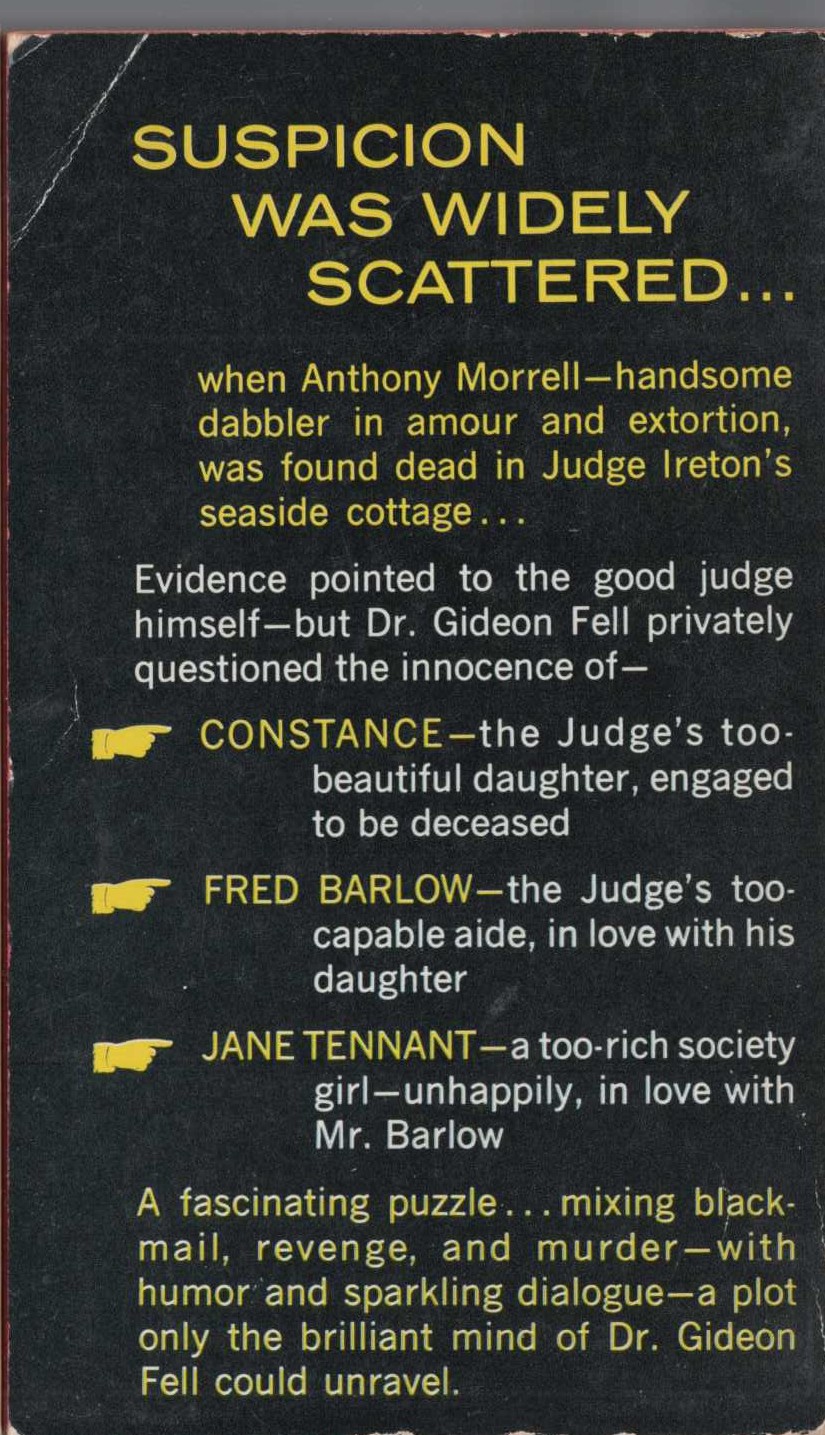 John Dickson Carr  DEATH TURNS THE TABLES magnified rear book cover image