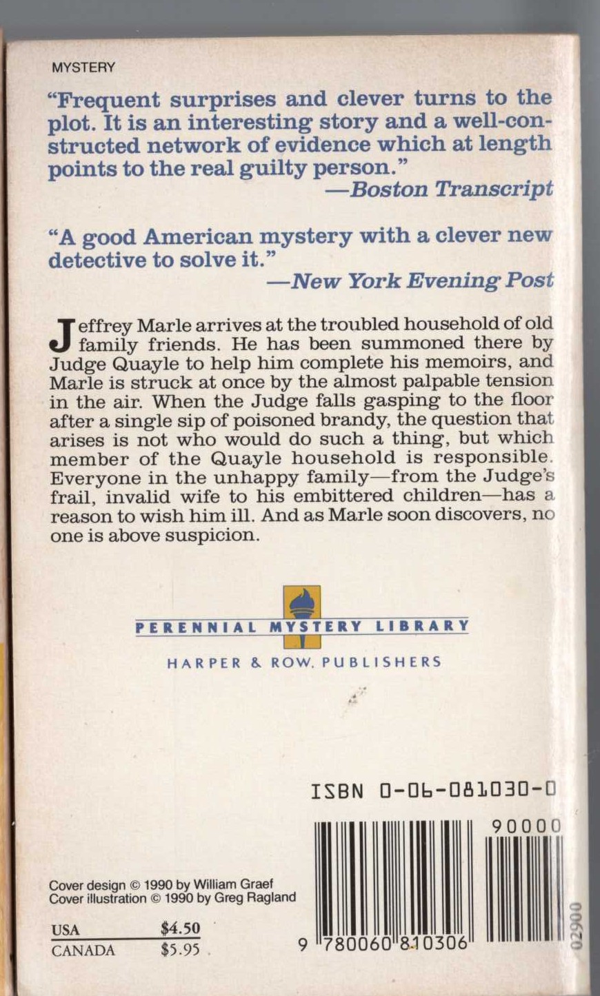 John Dickson Carr  POISON IN JEST magnified rear book cover image