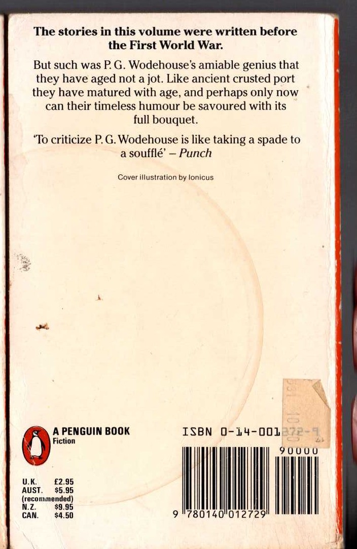 P.G. Wodehouse  THE MAN UPSTAIRS and other stories magnified rear book cover image