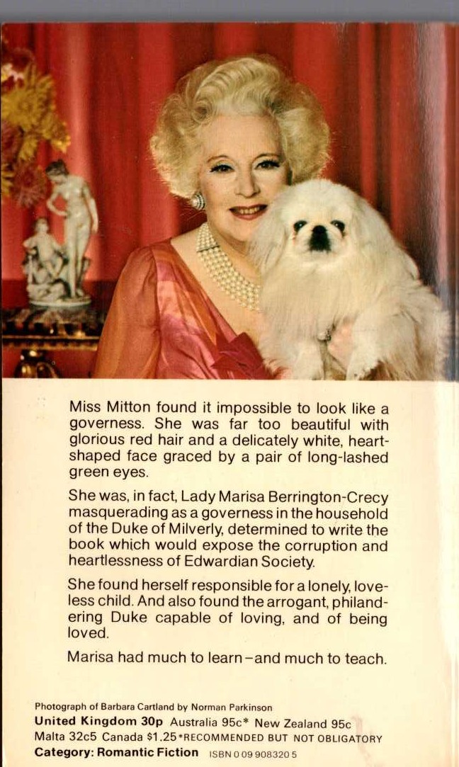 Barbara Cartland  LESSONS IN LOVE magnified rear book cover image
