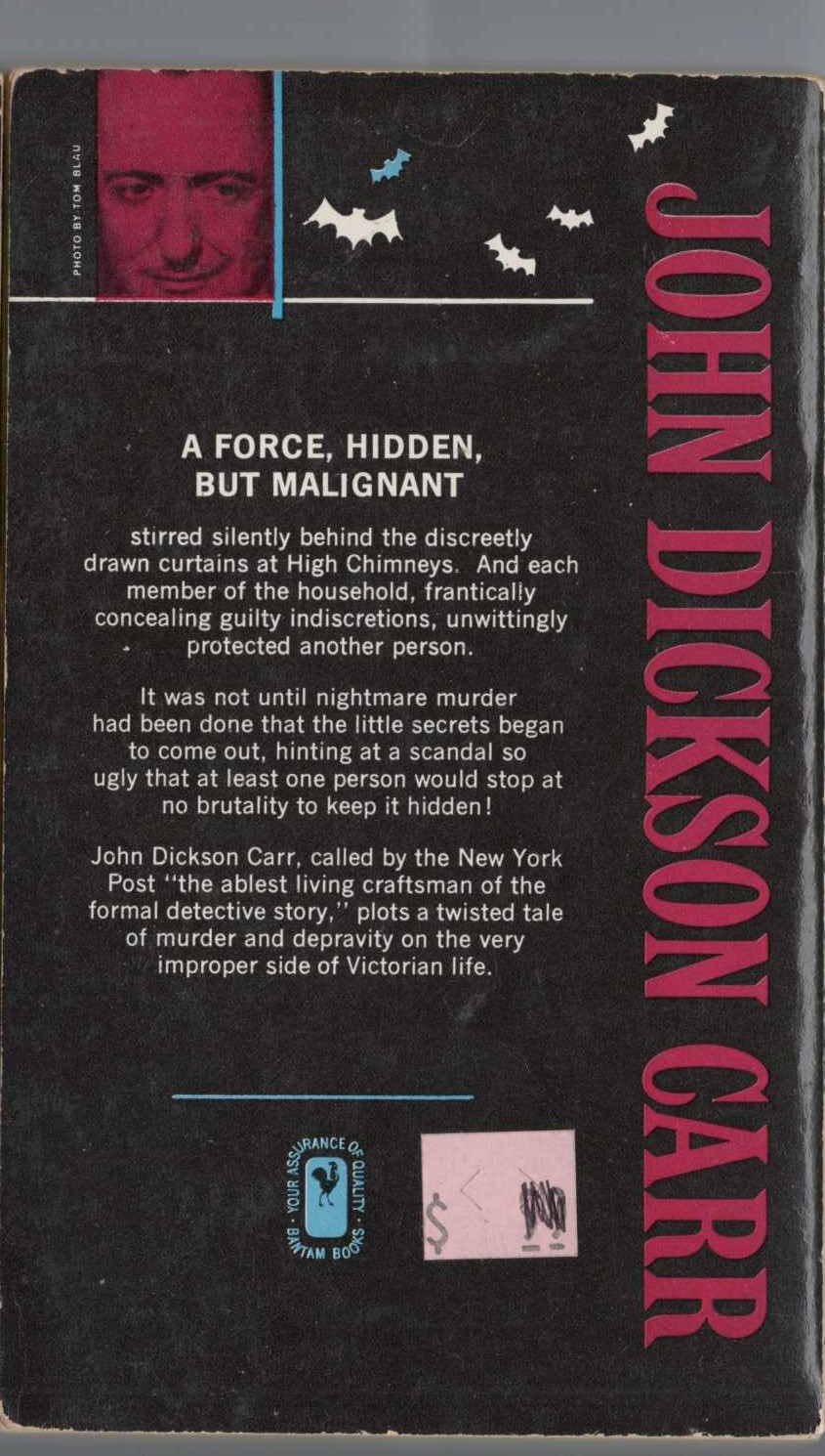 John Dickson Carr  SCANDAL AT HIGH CHIMNEYS magnified rear book cover image