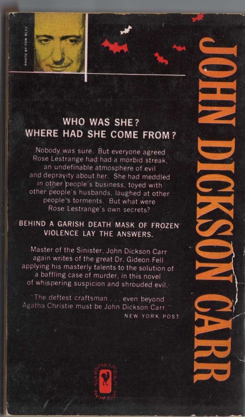 John Dickson Carr  THE DEAD MAN'S KNOCK magnified rear book cover image