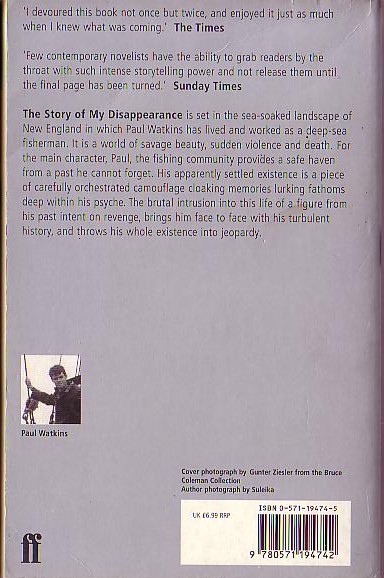 Paul Watkins  THE STORY OF MY DISAPPEARANCE magnified rear book cover image
