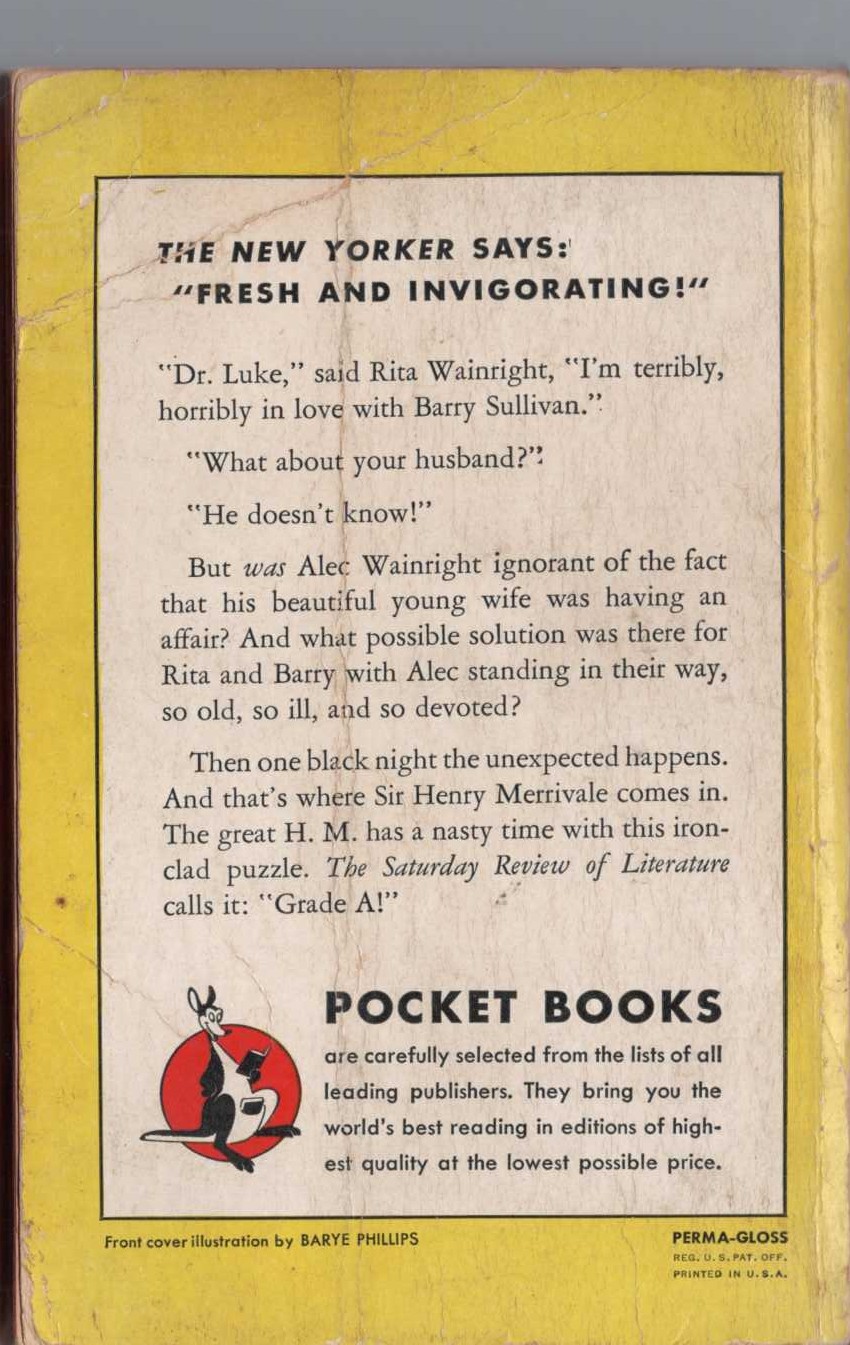 Carter Dickson  SHE DIED A LADY magnified rear book cover image