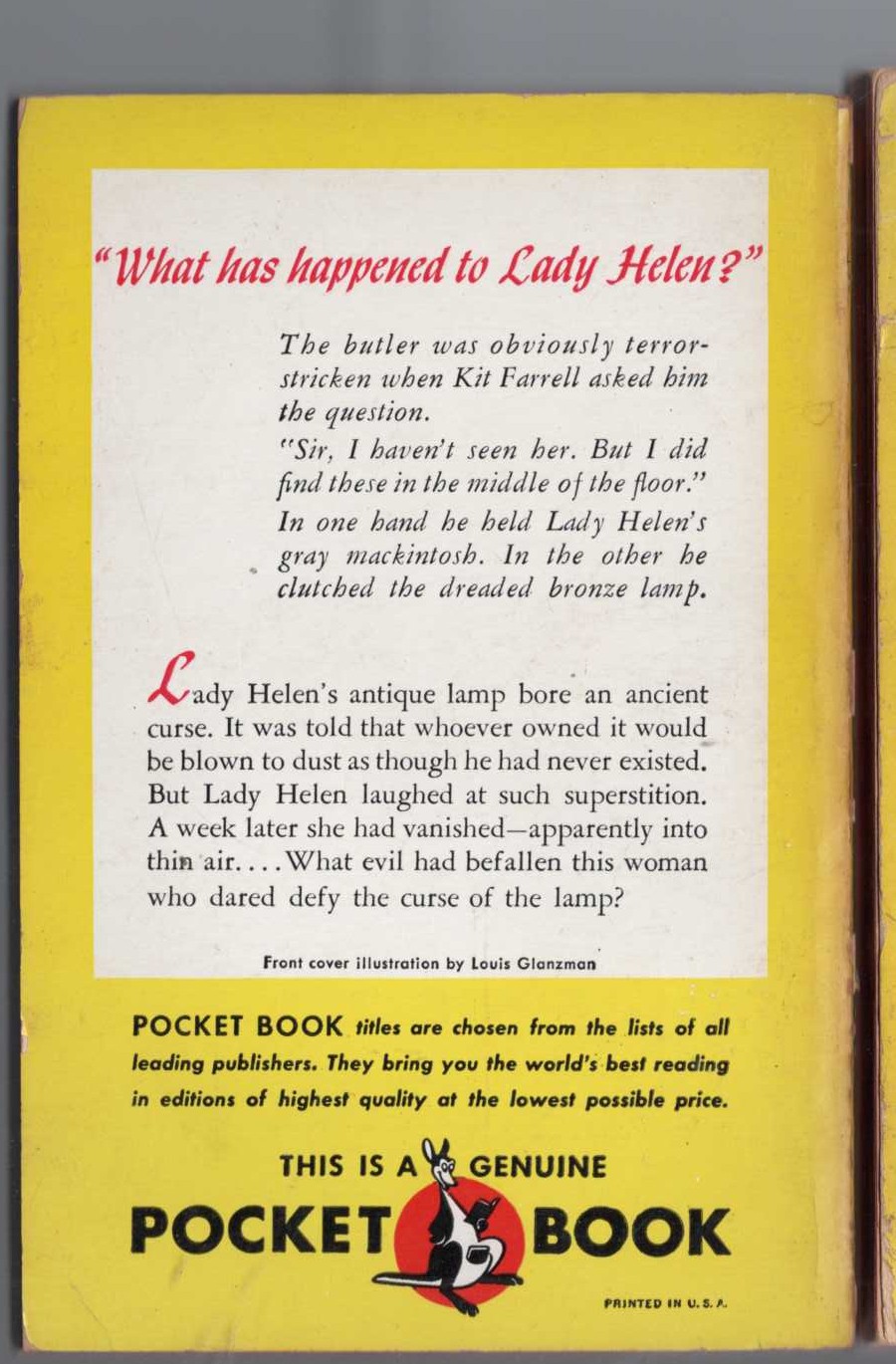 Carter Dickson  THE CURSE OF THE BRONZE LAMP magnified rear book cover image