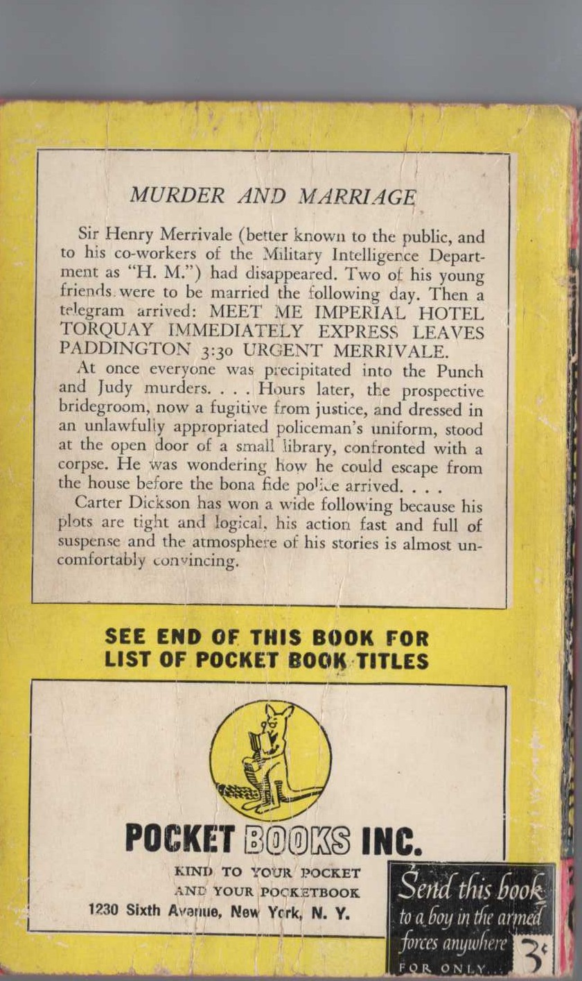 Carter Dickson  THE PUNCH AND JUDY MURDERS magnified rear book cover image