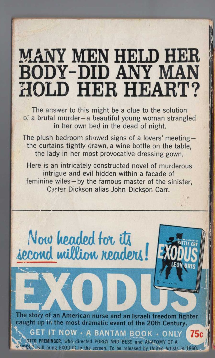 Carter Dickson  FEAR IS THE SAME magnified rear book cover image