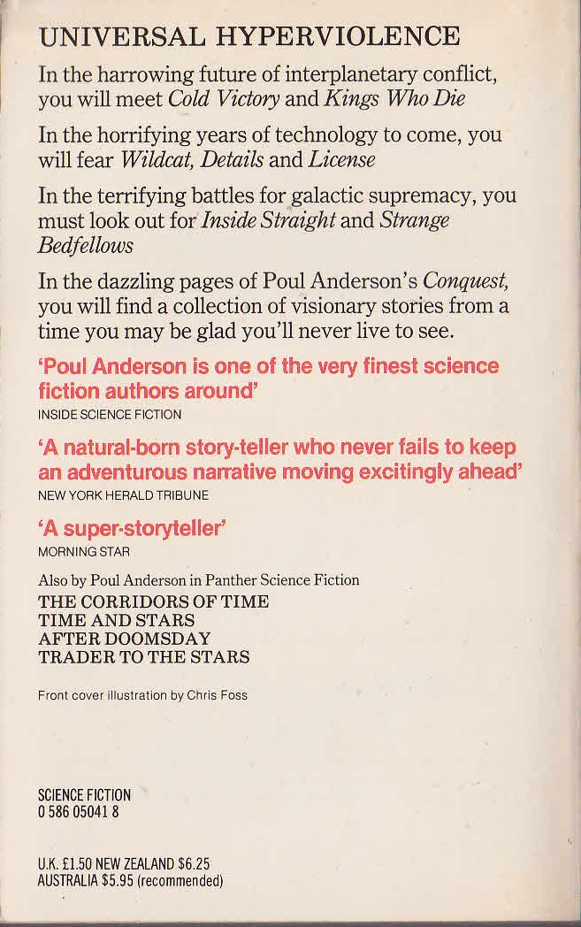 Poul Anderson  CONQUESTS magnified rear book cover image
