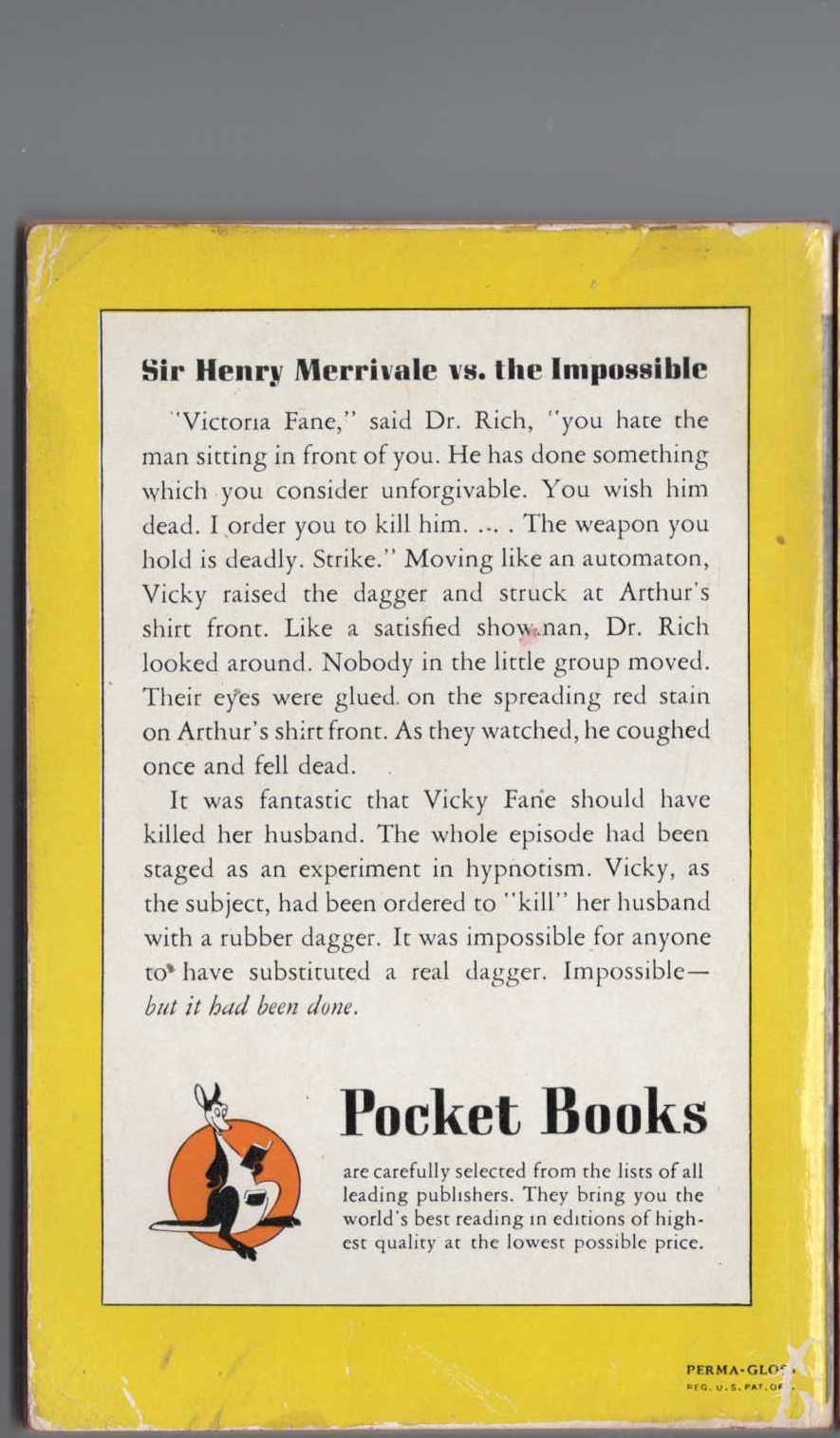 Carter Dickson  SEEING IS BELIEVING magnified rear book cover image