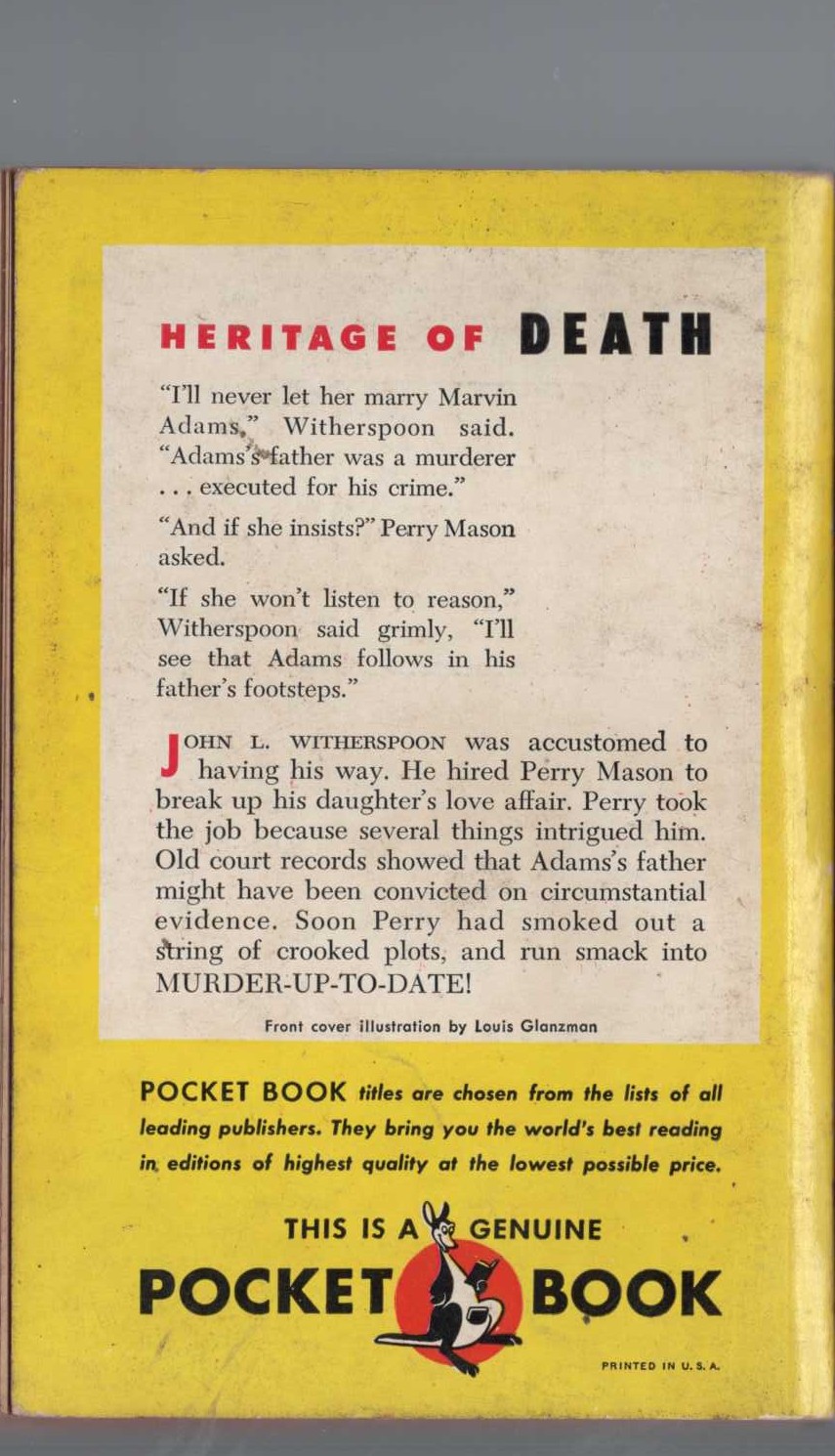 Erle Stanley Gardner  THE CASE OF THE DROWNING DUCK magnified rear book cover image