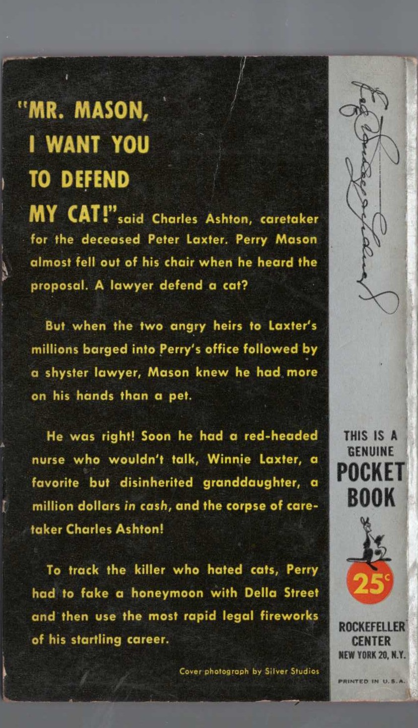 Erle Stanley Gardner  THE CASE OF THE CARETAKER'S CAT magnified rear book cover image
