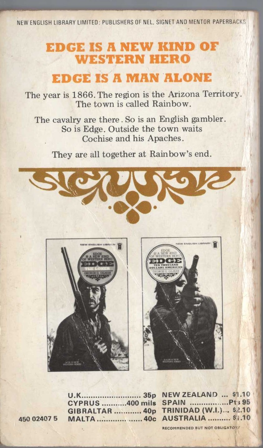 George G. Gilman  EDGE 3: APACHE DEATH magnified rear book cover image