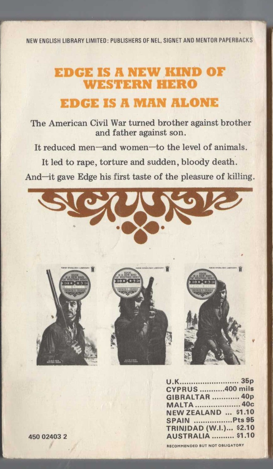George G. Gilman  EDGE: KILLER'S BREED magnified rear book cover image
