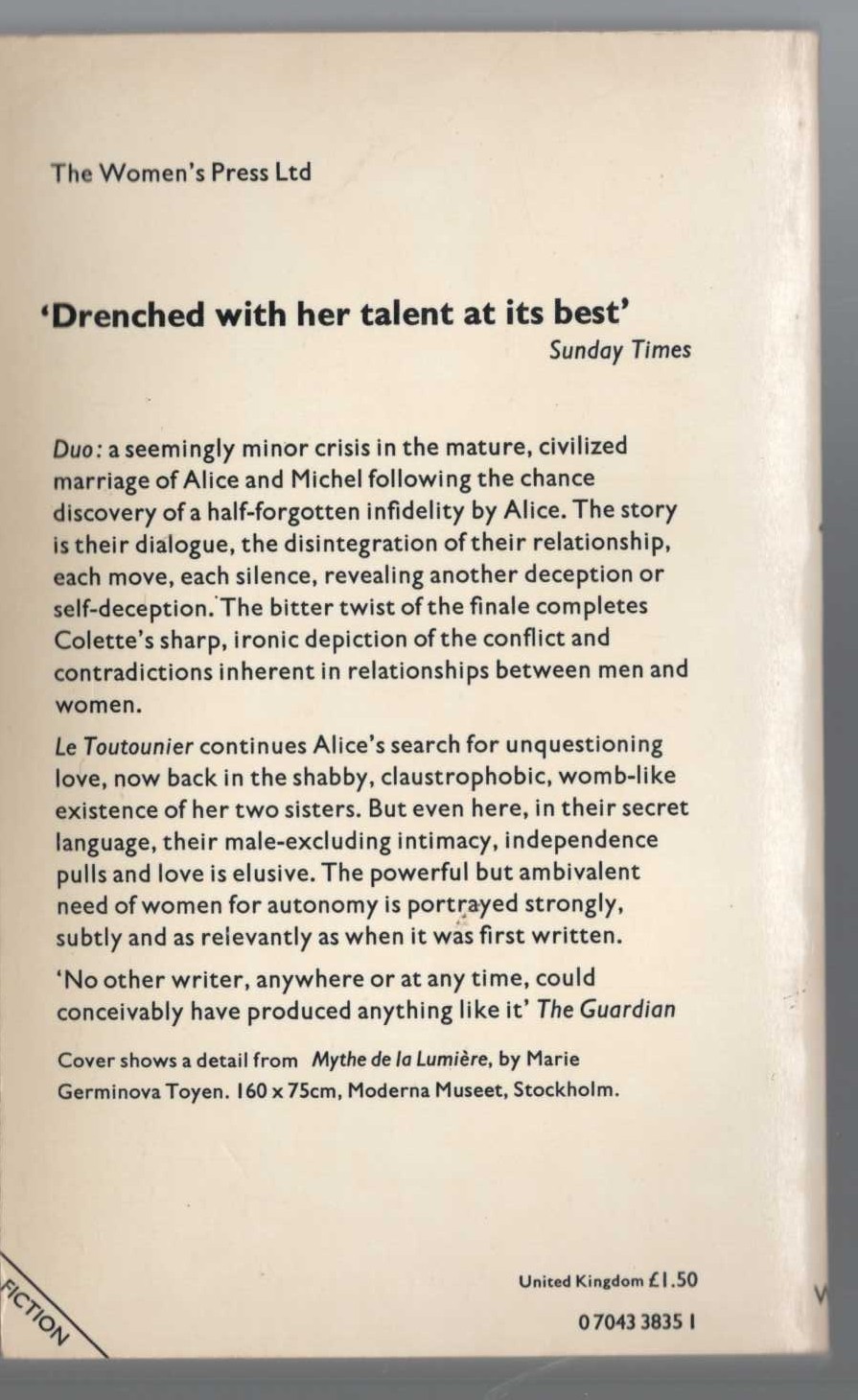 Colette   DUO & LE TOUTOUNIER magnified rear book cover image