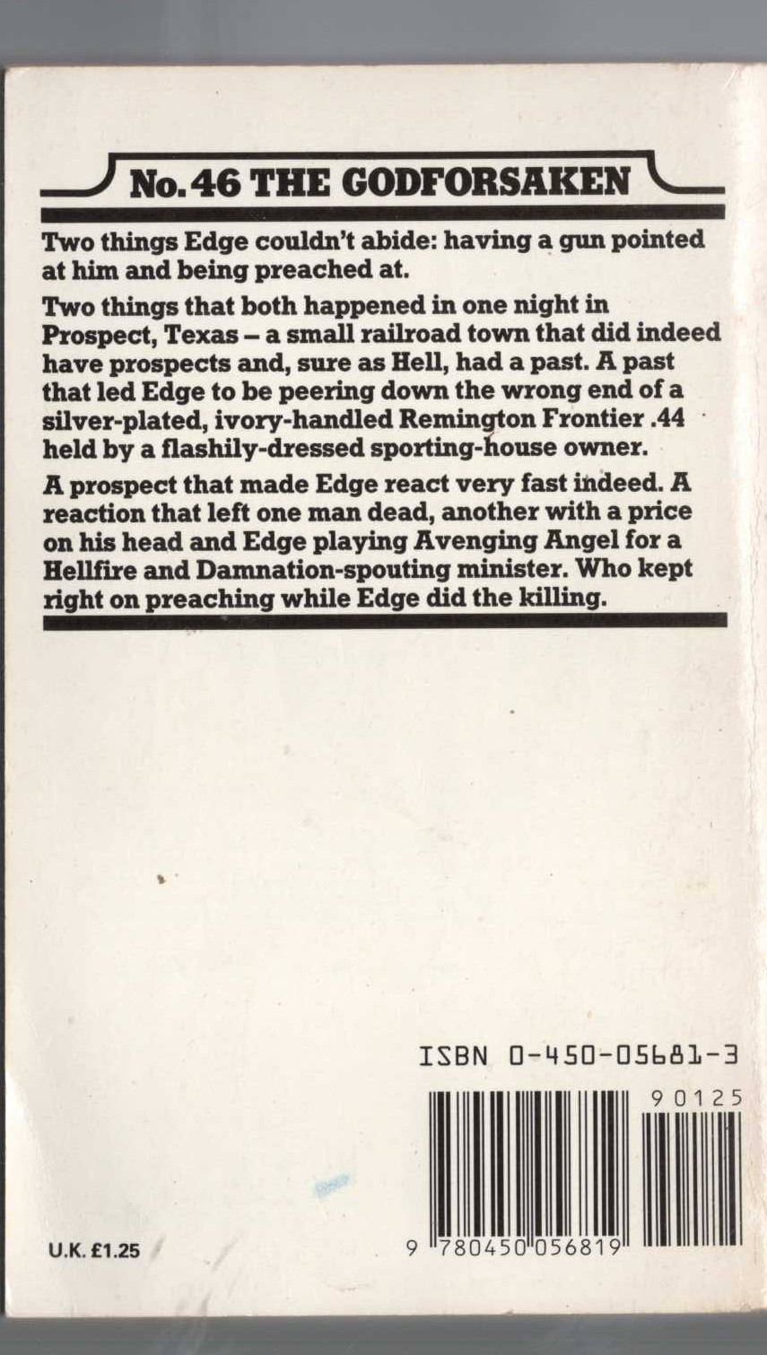 George G. Gilman  EDGE 46: THE GODFORSAKEN magnified rear book cover image