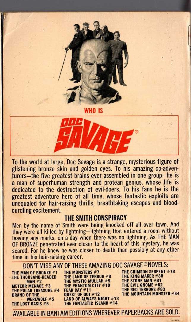 Kenneth Robeson  DOC SAVAGE: THE BOSS OF TERROR magnified rear book cover image