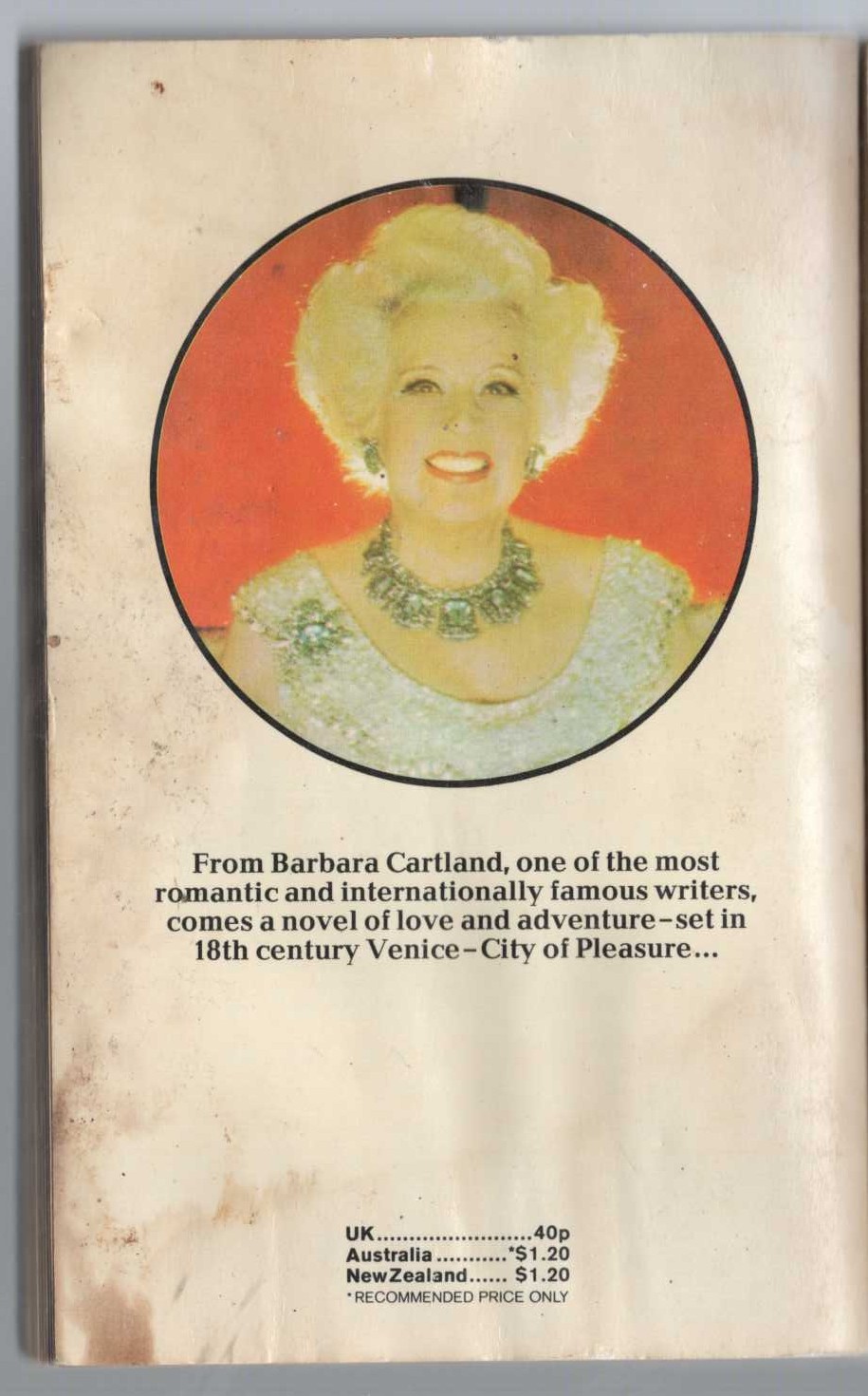 Barbara Cartland  THE MASK OF LOVE magnified rear book cover image