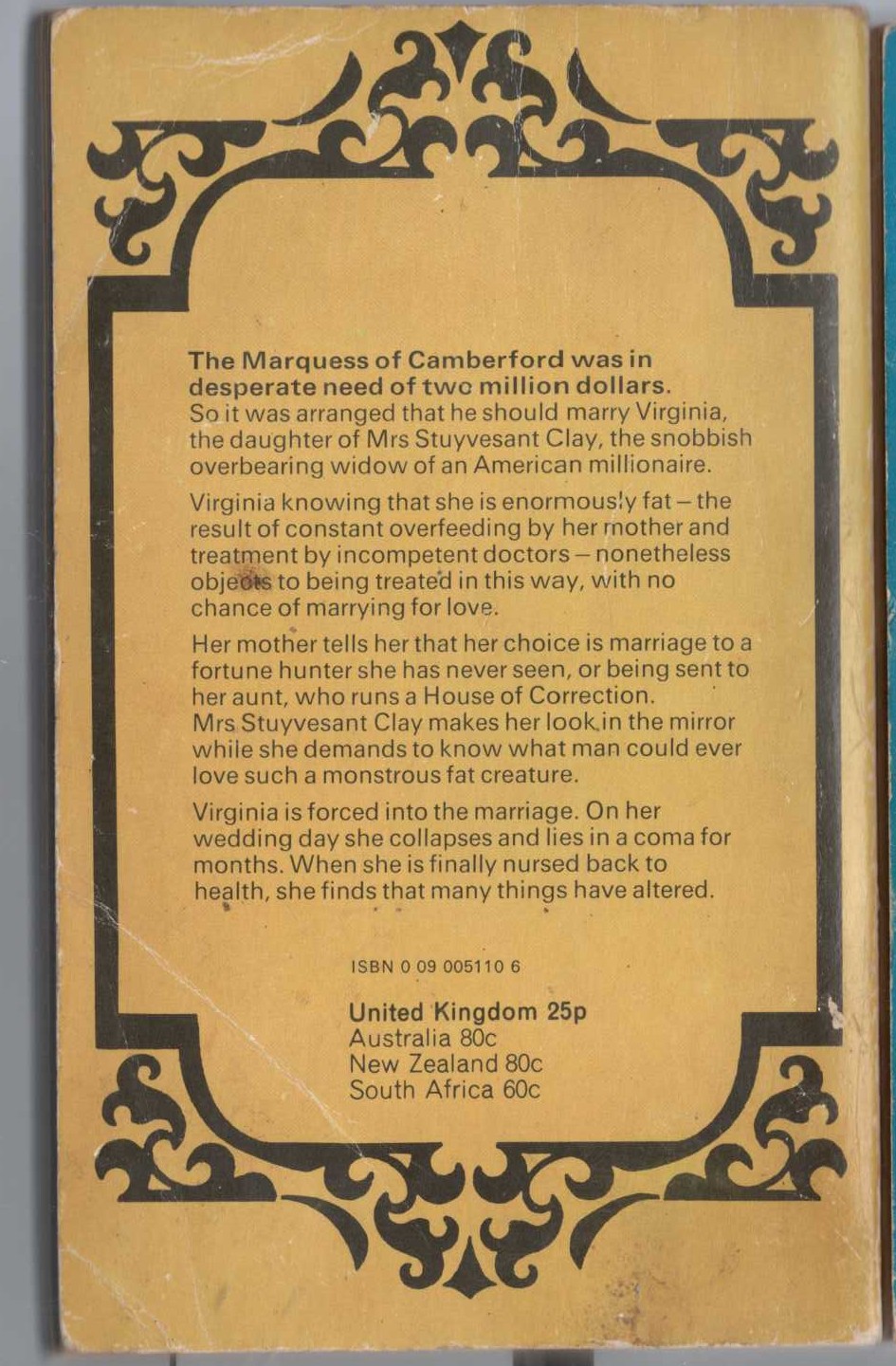 Barbara Cartland  THE UNKNOWN HEART magnified rear book cover image