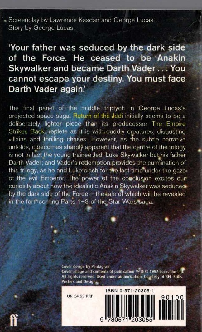 STAR WARS: RETURN OF THE JEDI (Screenplay) magnified rear book cover image