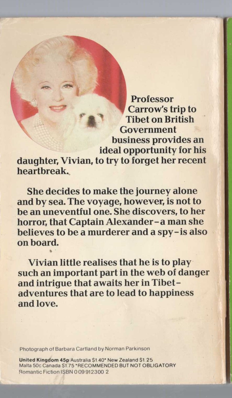Barbara Cartland  DESPERATE DEFIANCE magnified rear book cover image