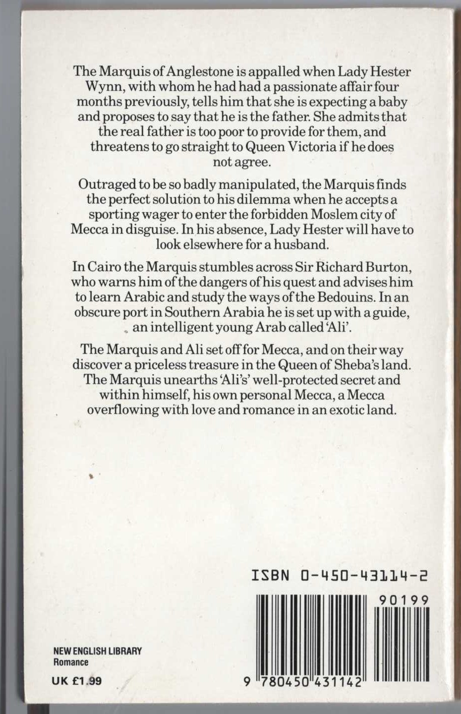 Barbara Cartland  THE PERFUME OF THE GODS magnified rear book cover image