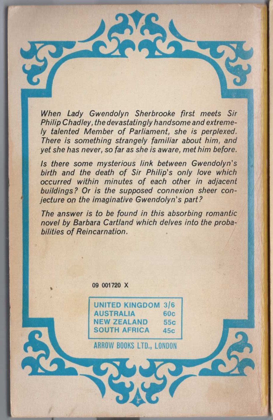 Barbara Cartland  THE BLACK PANTHER magnified rear book cover image