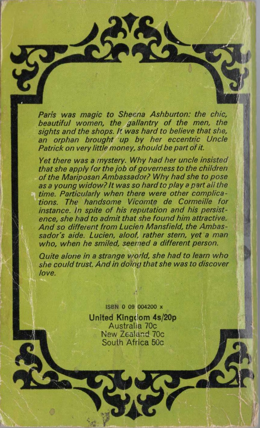 Barbara Cartland  THE KISS OF PARIS magnified rear book cover image