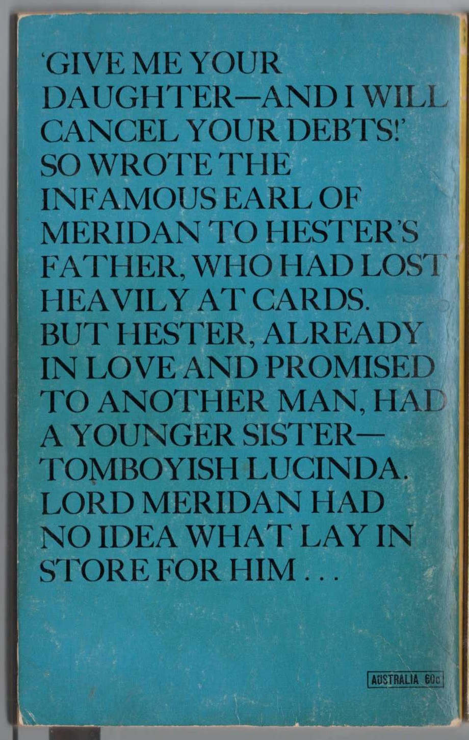 Barbara Cartland  THE UNPRIDICTABLE BRIDE magnified rear book cover image