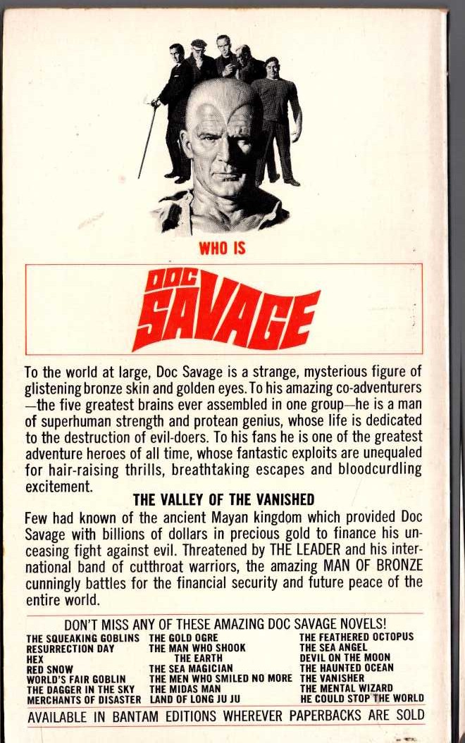 Kenneth Robeson  DOC SAVAGE: THE GOLDEN PERIL magnified rear book cover image