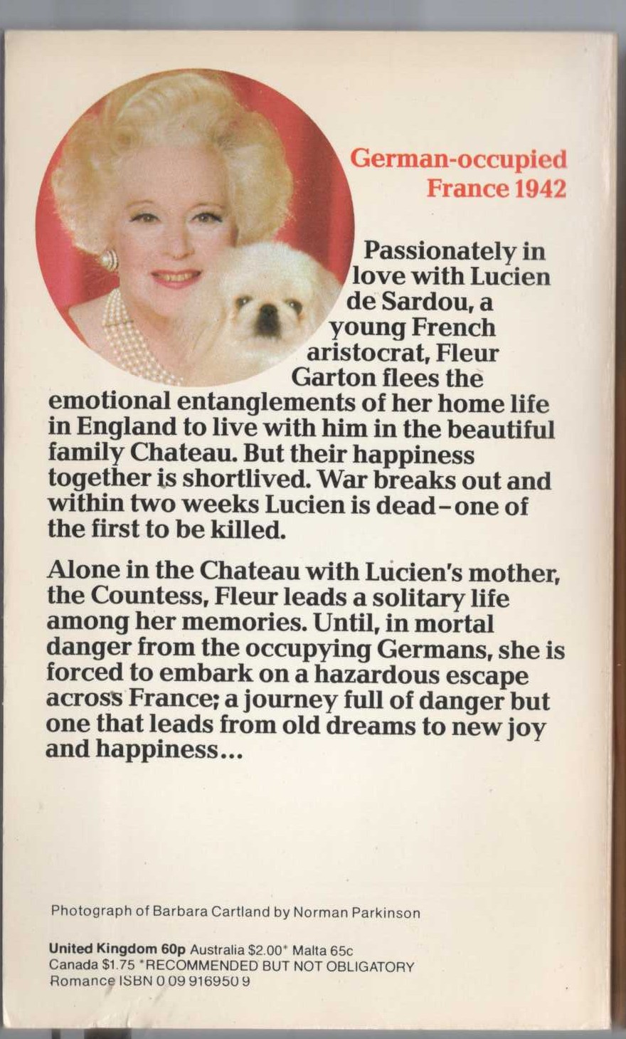 Barbara Cartland  ESCAPE FROM PASSION magnified rear book cover image