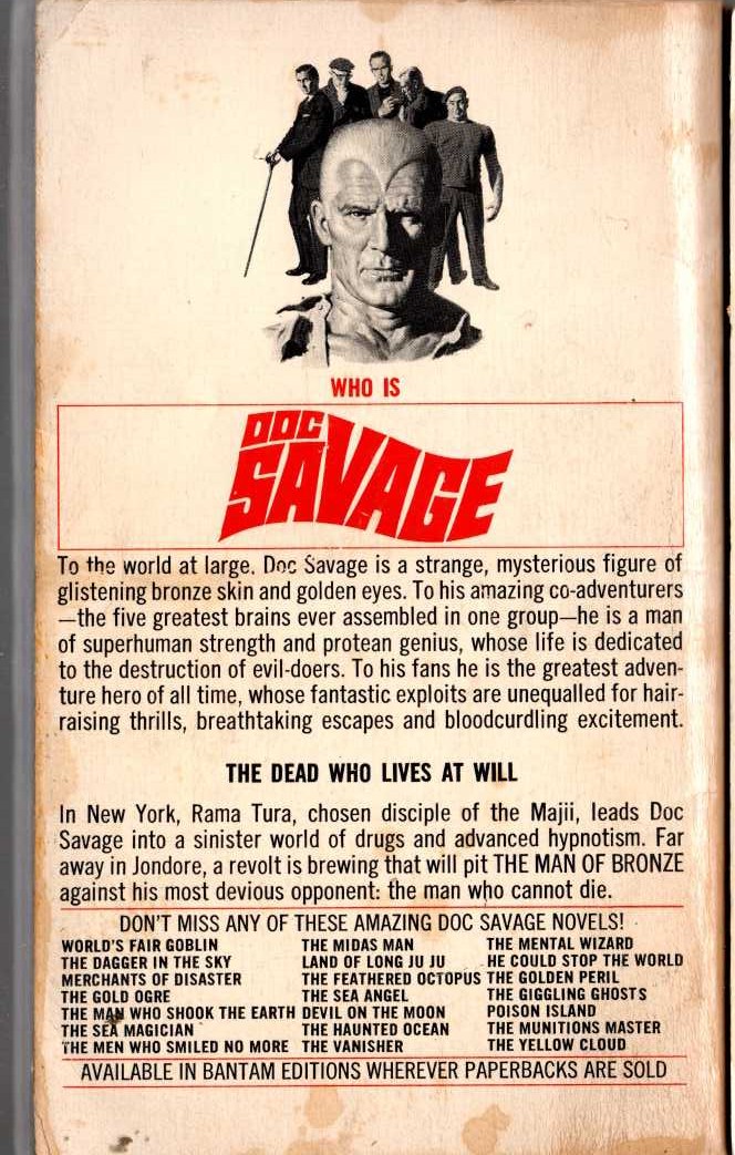 Kenneth Robeson  DOC SAVAGE: THE MAJII magnified rear book cover image