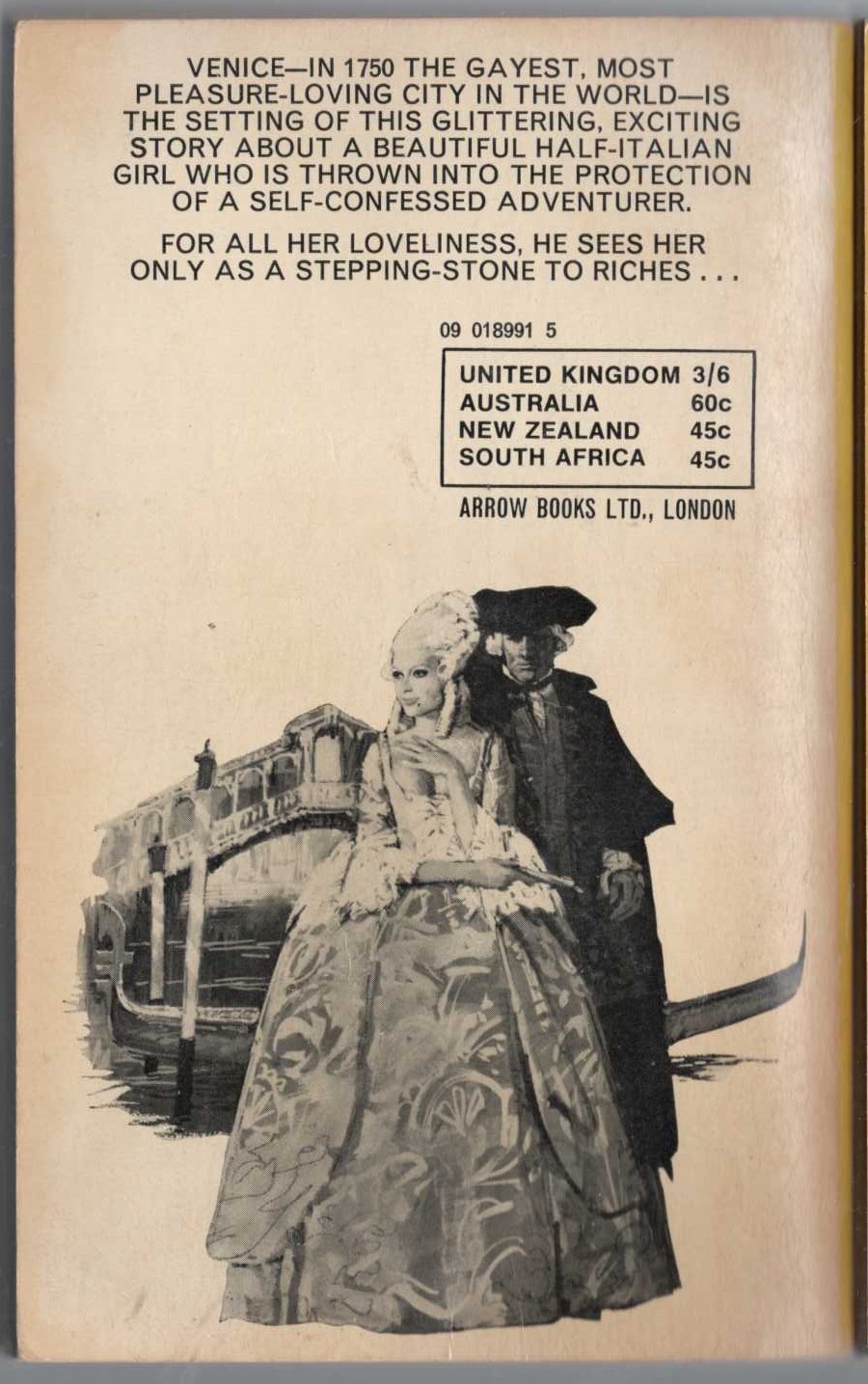 Barbara Cartland  THE GOLDEN GONDOLA magnified rear book cover image