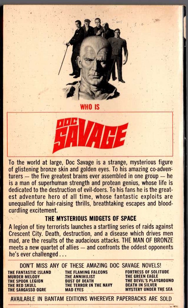 Kenneth Robeson  DOC SAVAGE: THE GOLD OGRE magnified rear book cover image