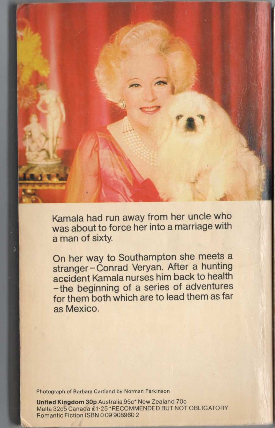 Barbara Cartland  JOURNEY TO PARADISE magnified rear book cover image
