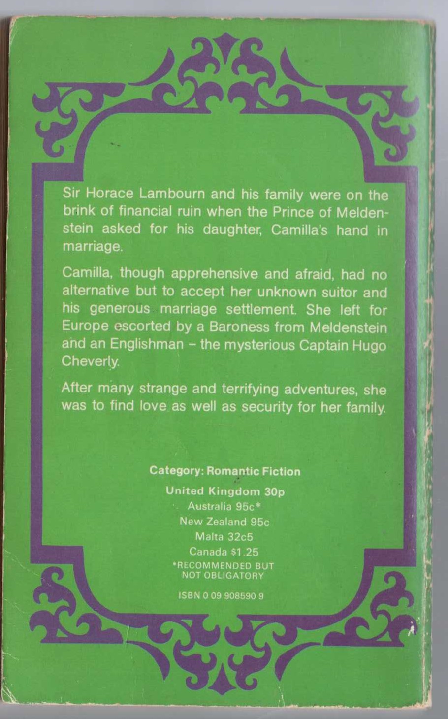 Barbara Cartland  THE RELUCTANT BRIDE magnified rear book cover image