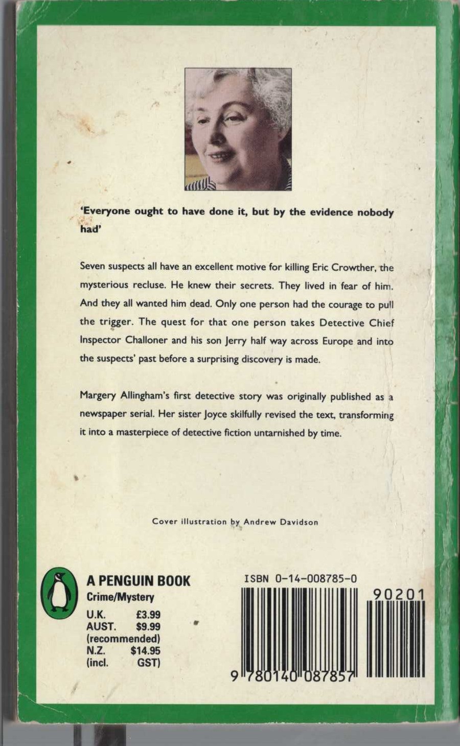 Margery Allingham  THE WHITE COTTAGE MYSTERY magnified rear book cover image