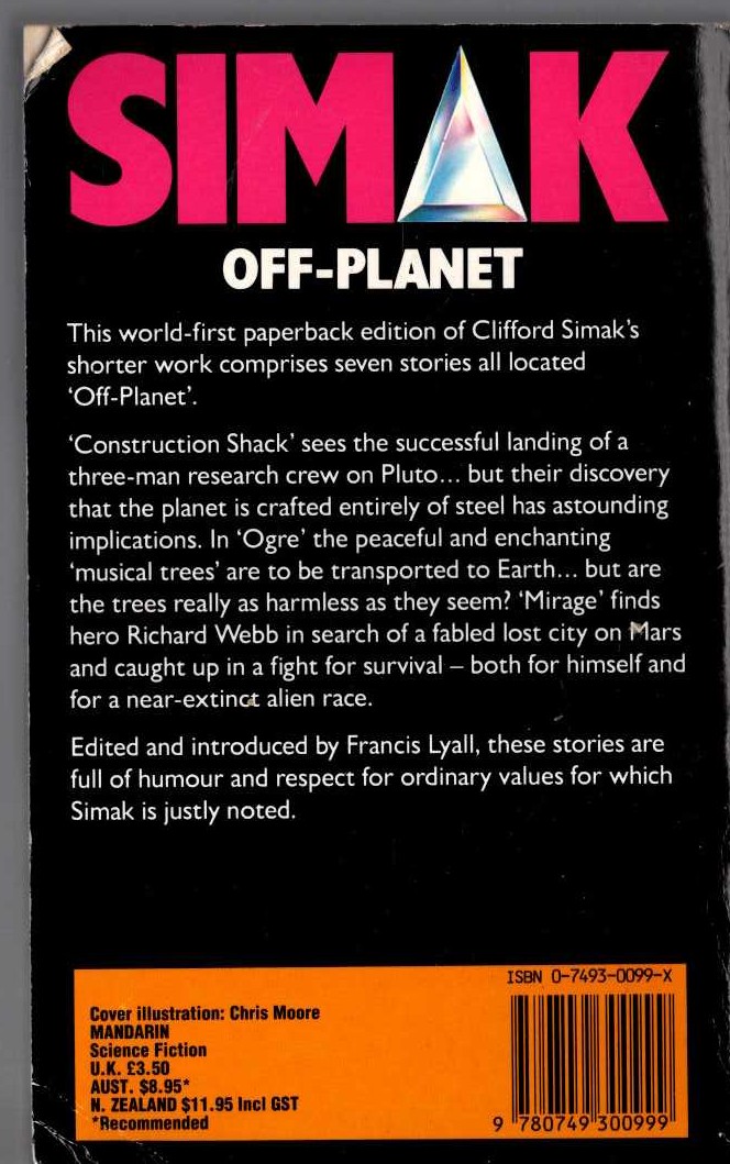 Clifford D. Simak  OFF-PLANET magnified rear book cover image