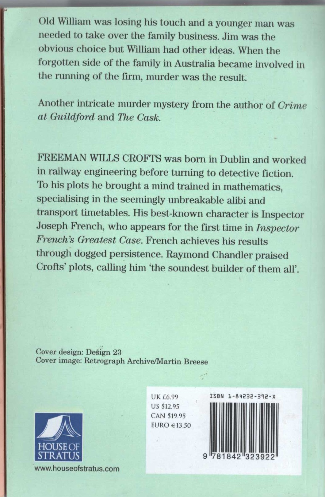 Freeman Wills Crofts  FOUND FLOATING magnified rear book cover image