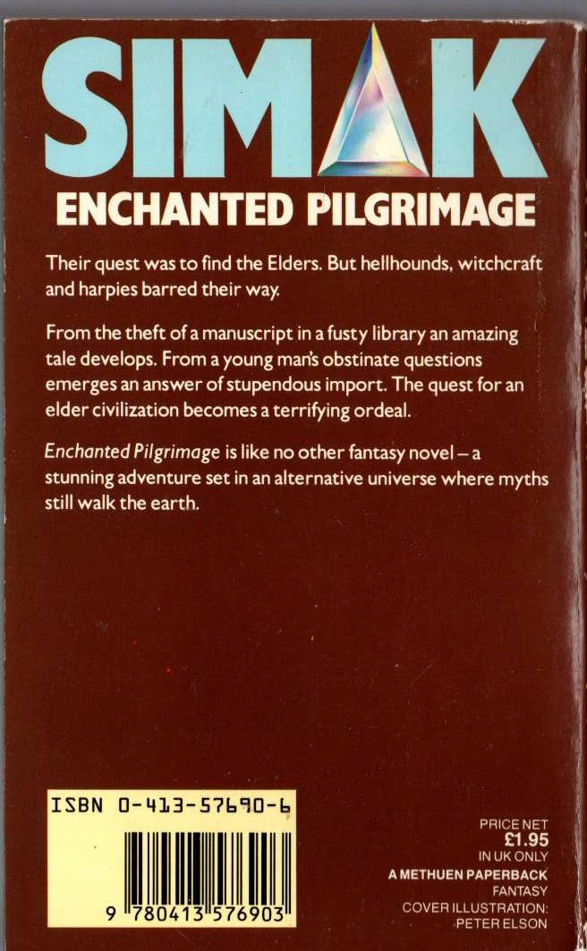 Clifford D. Simak  ENCHANTED PILGRIMAGE magnified rear book cover image
