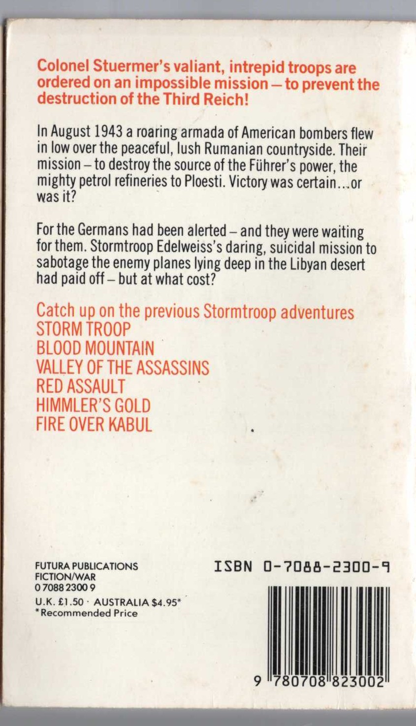 Leo Kessler  WAVE OF TERROR magnified rear book cover image