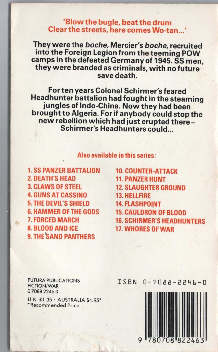 Leo Kessler  SCHIRMER'S DEATH LEGION magnified rear book cover image