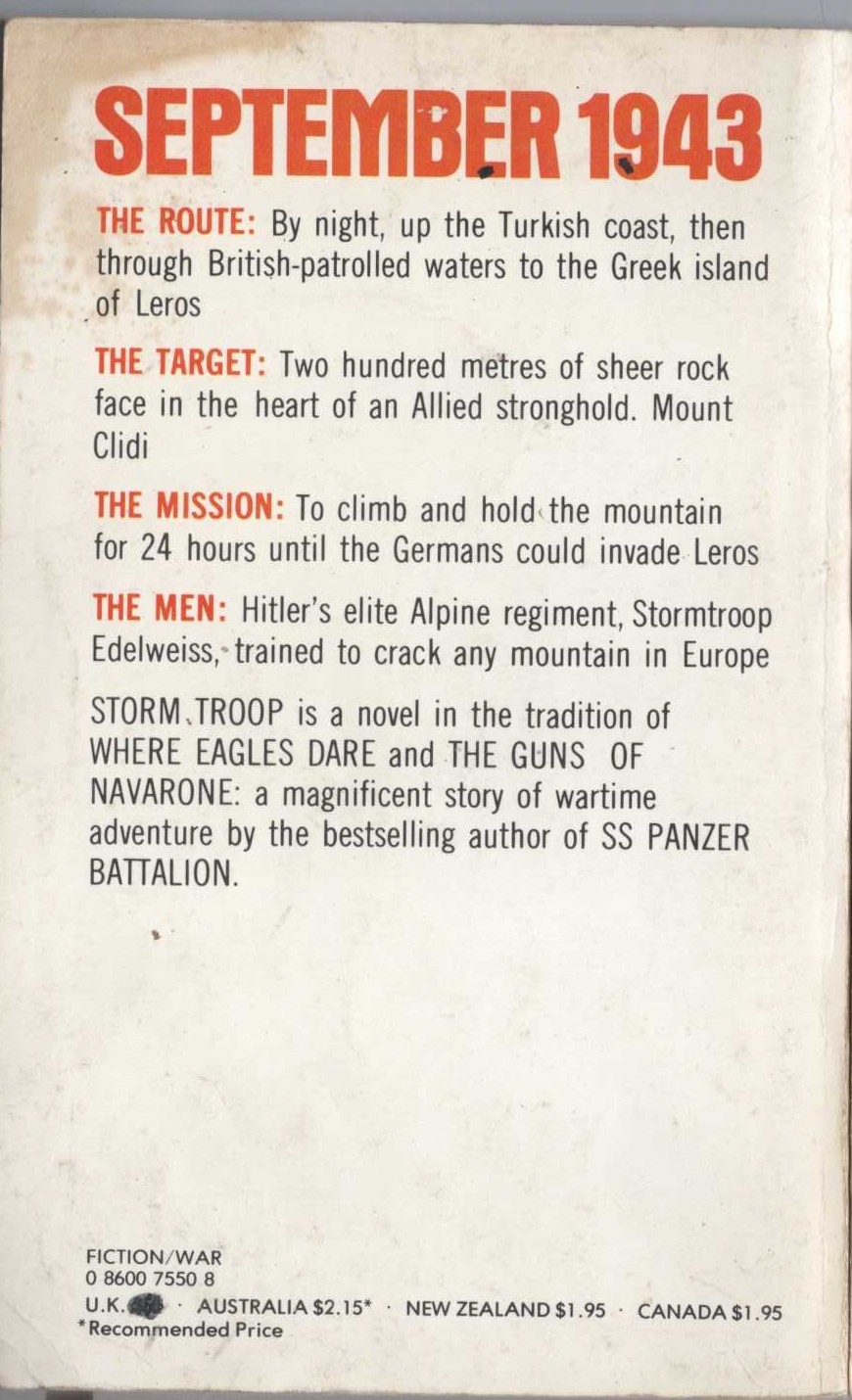Leo Kessler  STORM TROOP magnified rear book cover image