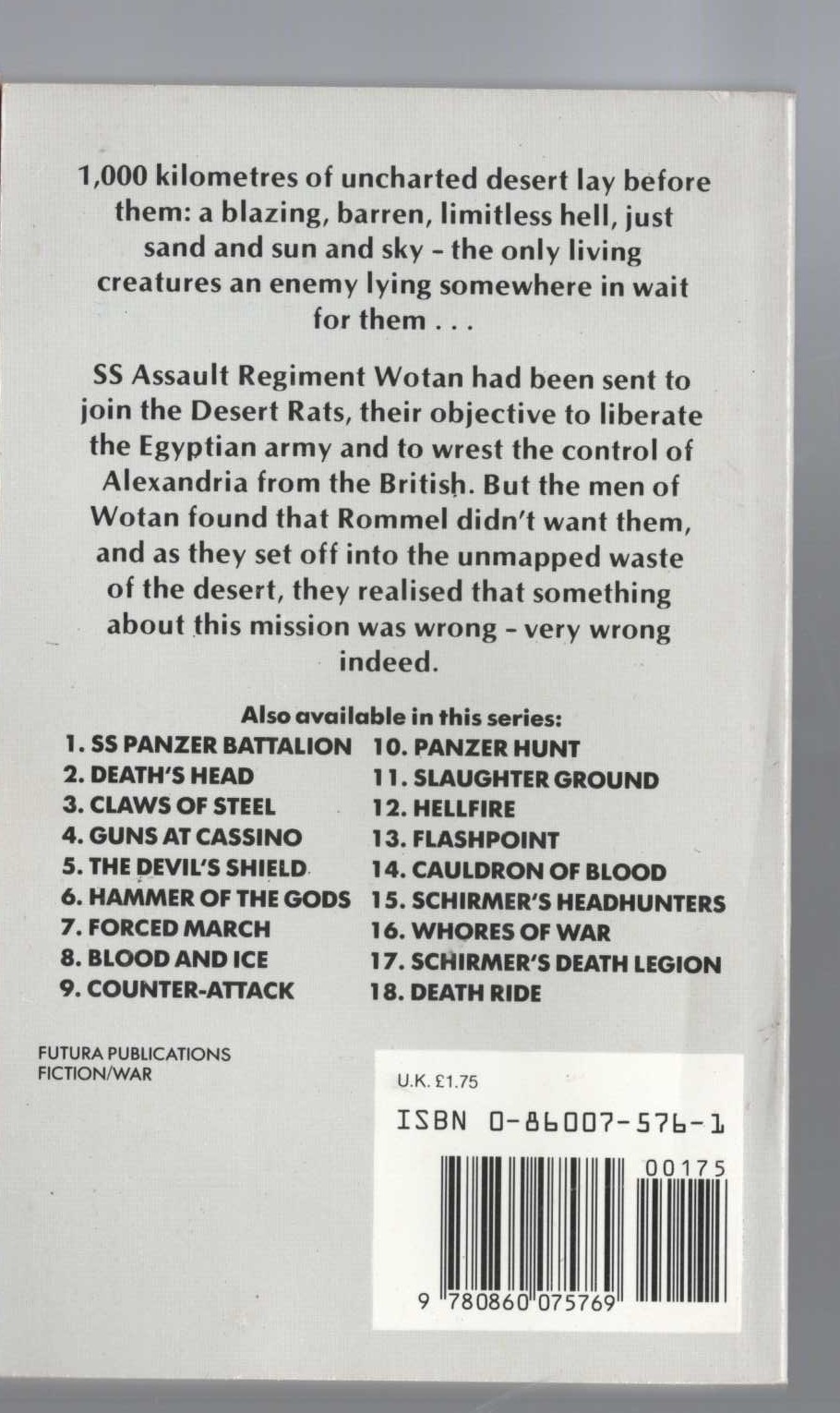 Leo Kessler  THE SAND PANTHERS magnified rear book cover image