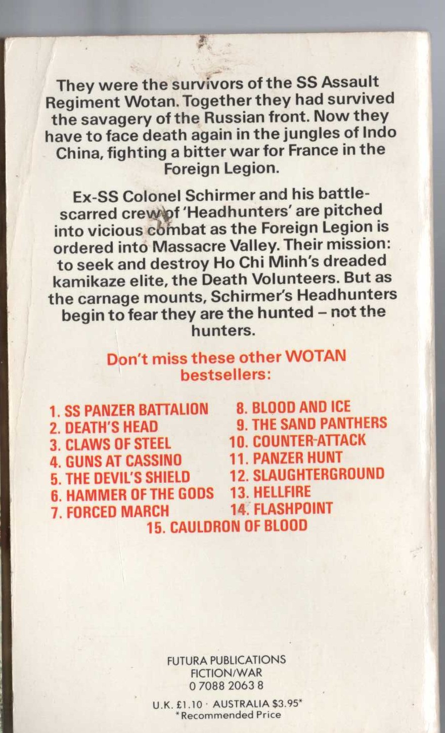 Leo Kessler  SCHIRMER'S HEADHUNTERS magnified rear book cover image