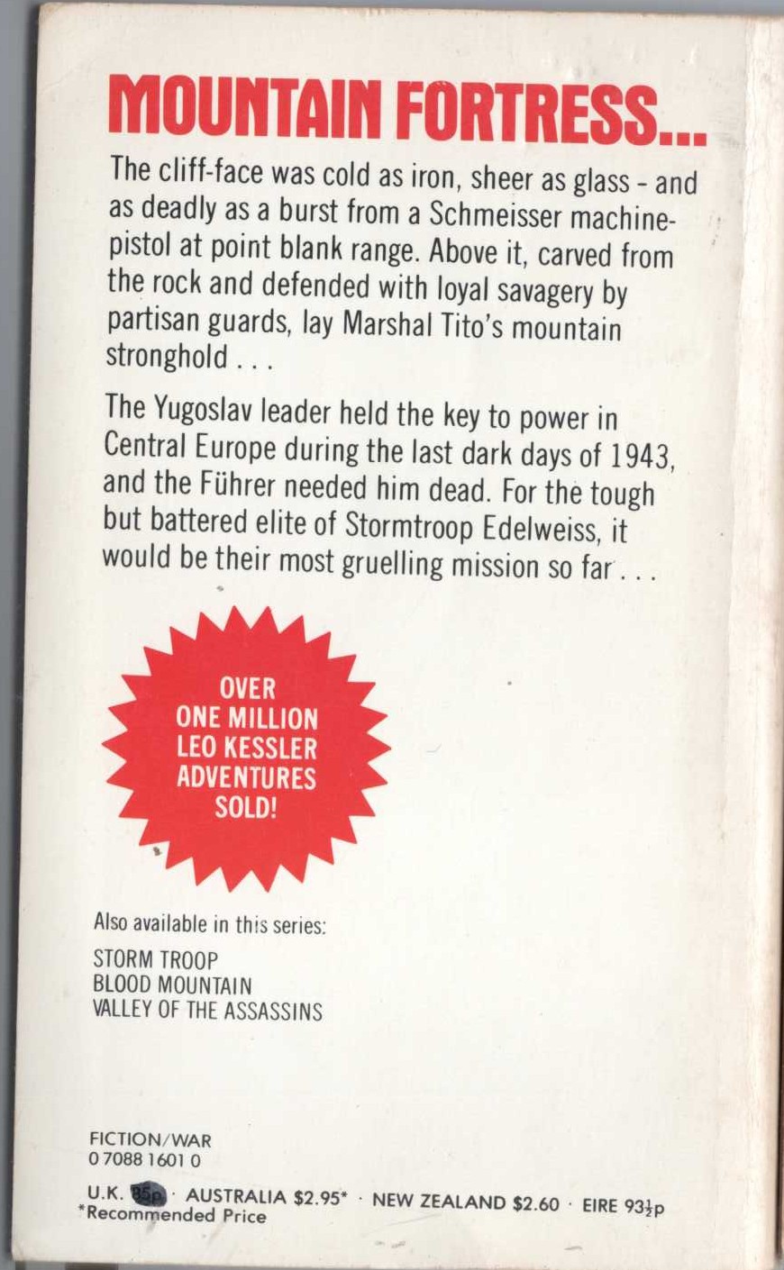 Leo Kessler  RED ASSAULT magnified rear book cover image