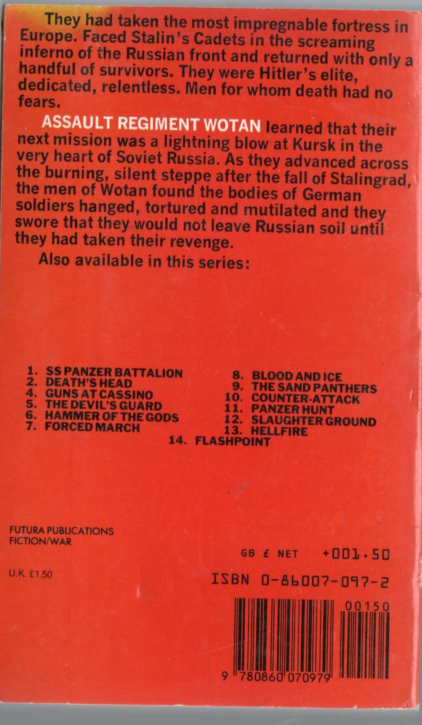 Leo Kessler  CLAWS OF STEEL magnified rear book cover image