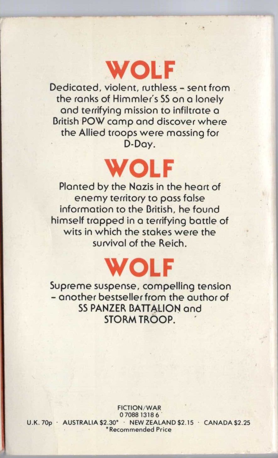 Leo Kessler  WOLF magnified rear book cover image